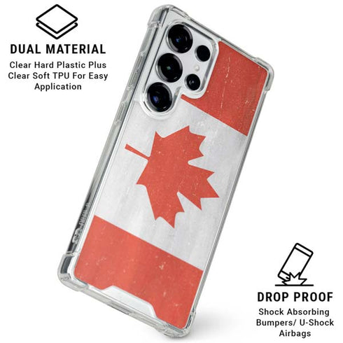 Canada Flag Distressed Galaxy S25 Ultra Clear Case